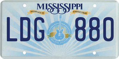 MS license plate LDG880