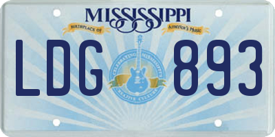 MS license plate LDG893