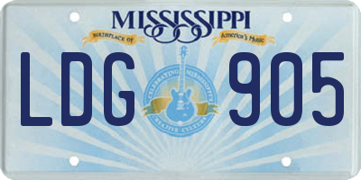 MS license plate LDG905