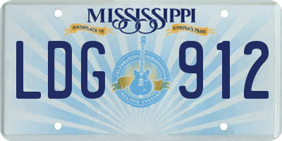 MS license plate LDG912