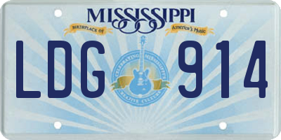 MS license plate LDG914