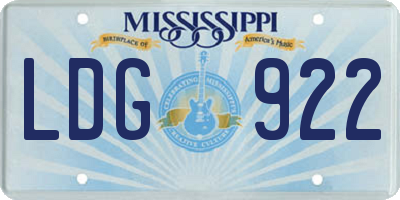 MS license plate LDG922