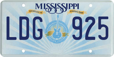 MS license plate LDG925