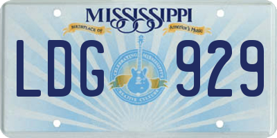 MS license plate LDG929