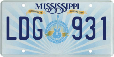 MS license plate LDG931
