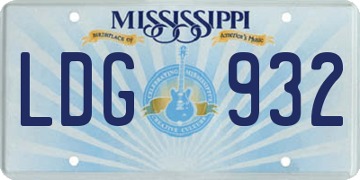 MS license plate LDG932