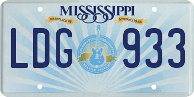 MS license plate LDG933