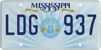 MS license plate LDG937