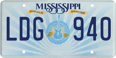 MS license plate LDG940
