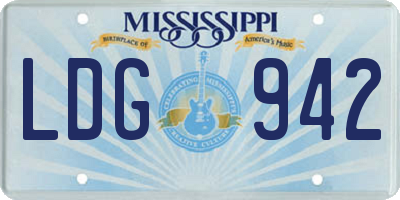 MS license plate LDG942
