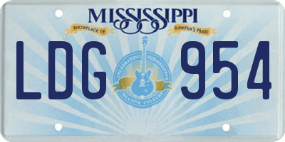 MS license plate LDG954