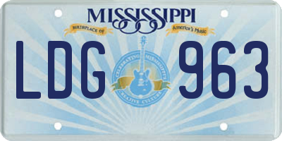 MS license plate LDG963