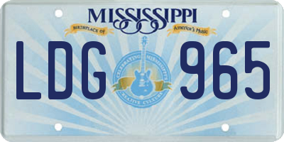 MS license plate LDG965