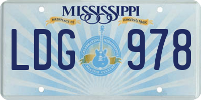 MS license plate LDG978
