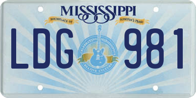 MS license plate LDG981