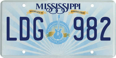 MS license plate LDG982