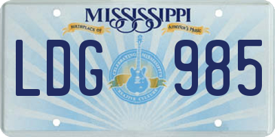 MS license plate LDG985