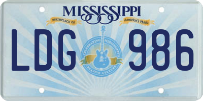 MS license plate LDG986