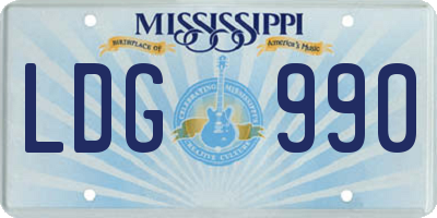 MS license plate LDG990