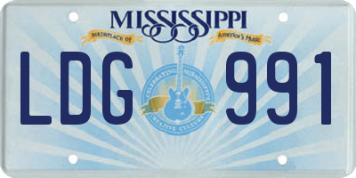MS license plate LDG991