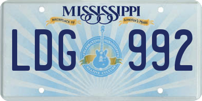 MS license plate LDG992