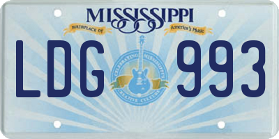 MS license plate LDG993