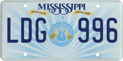 MS license plate LDG996