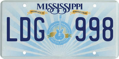 MS license plate LDG998