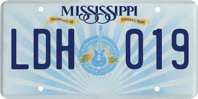 MS license plate LDH019