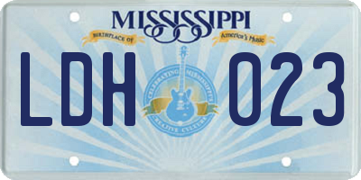 MS license plate LDH023