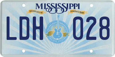 MS license plate LDH028