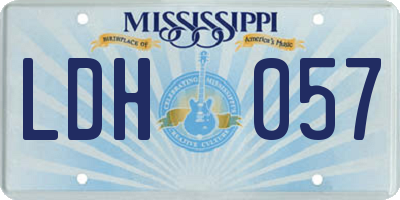 MS license plate LDH057