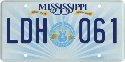MS license plate LDH061