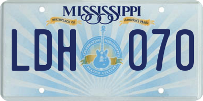 MS license plate LDH070