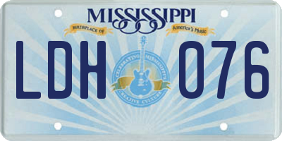 MS license plate LDH076