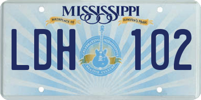 MS license plate LDH102
