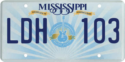 MS license plate LDH103