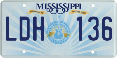 MS license plate LDH136