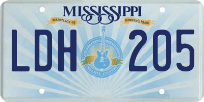 MS license plate LDH205