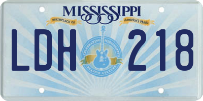 MS license plate LDH218