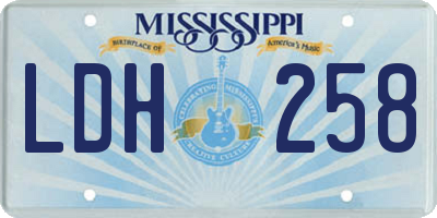 MS license plate LDH258