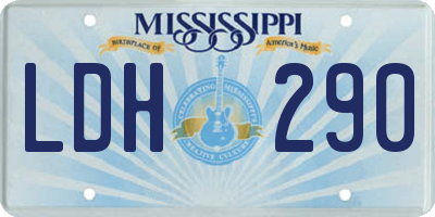 MS license plate LDH290