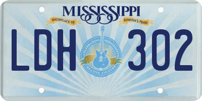 MS license plate LDH302