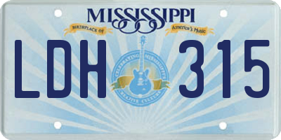 MS license plate LDH315