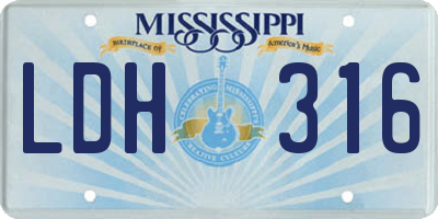MS license plate LDH316