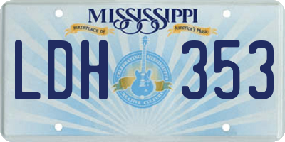 MS license plate LDH353