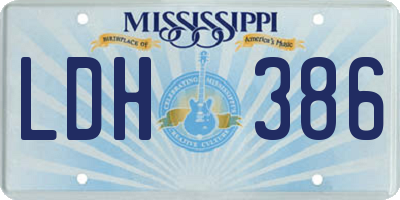 MS license plate LDH386