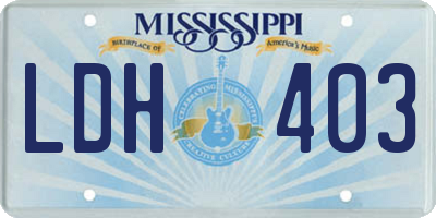 MS license plate LDH403