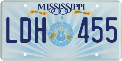 MS license plate LDH455
