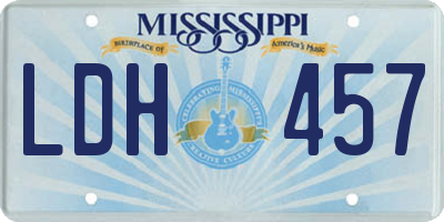 MS license plate LDH457